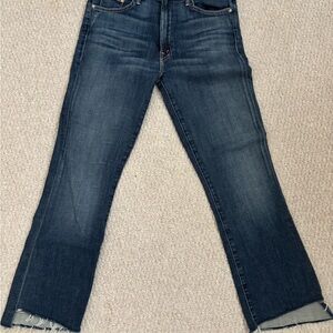 MOTHER Dark Blue Straight Crop Jeans